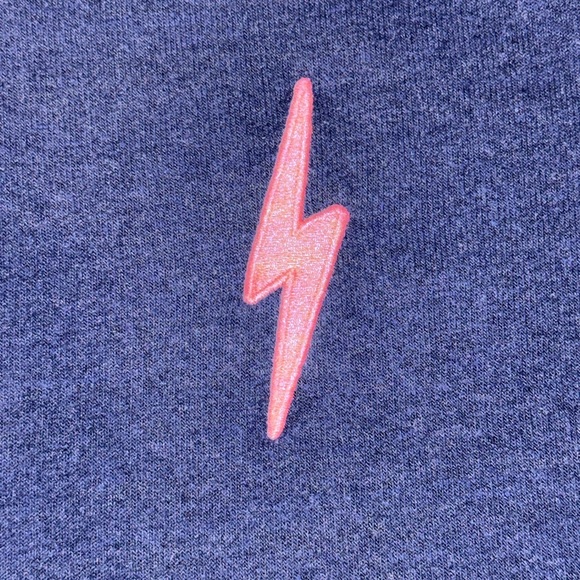 ✨rare✨Aviator Nation Cropped Blue Sweatshirt with Pastel Stripes - Picture 2 of 9